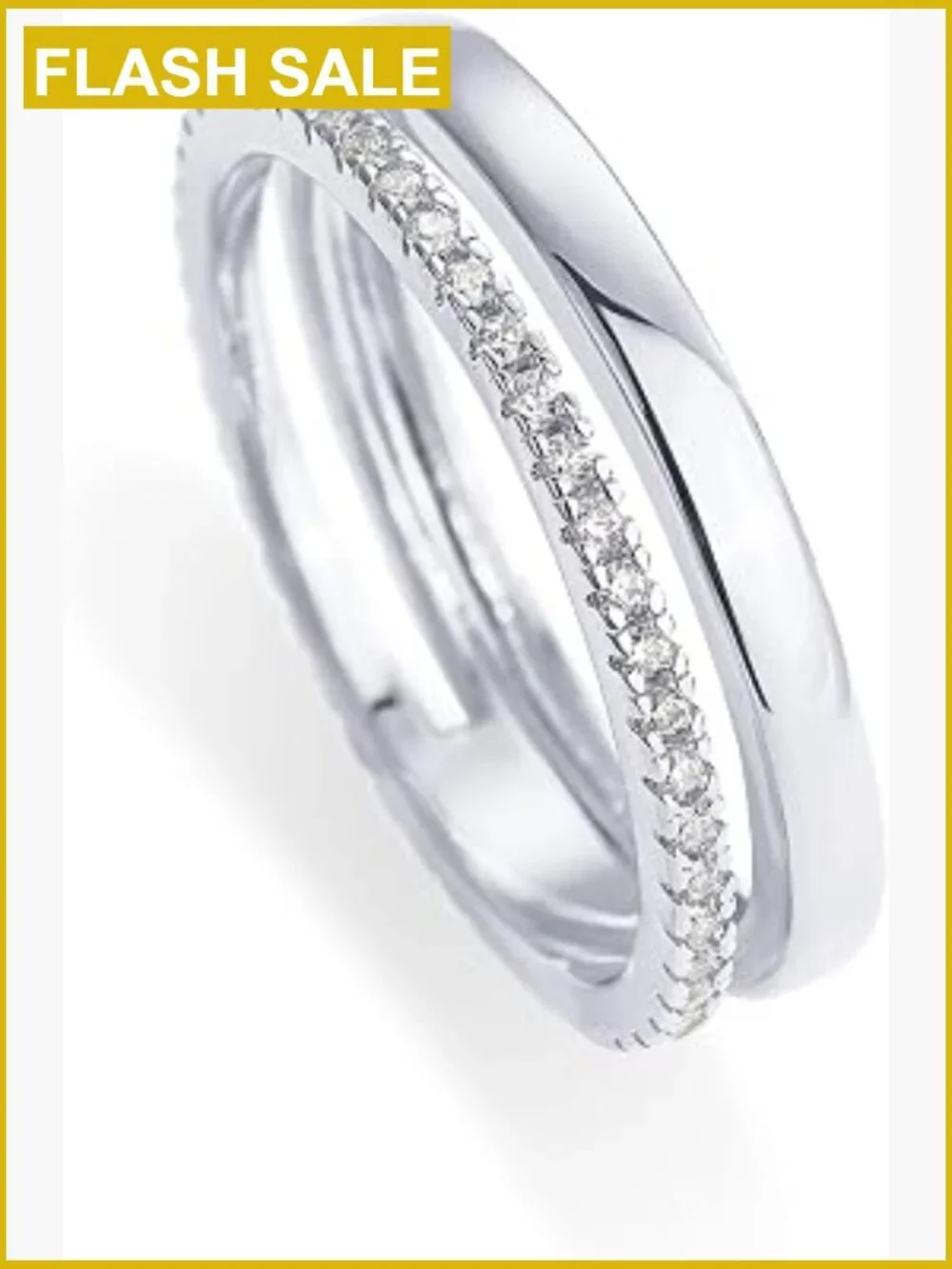Dual Stacking Rings with Cubic Zirconia Eternity Band